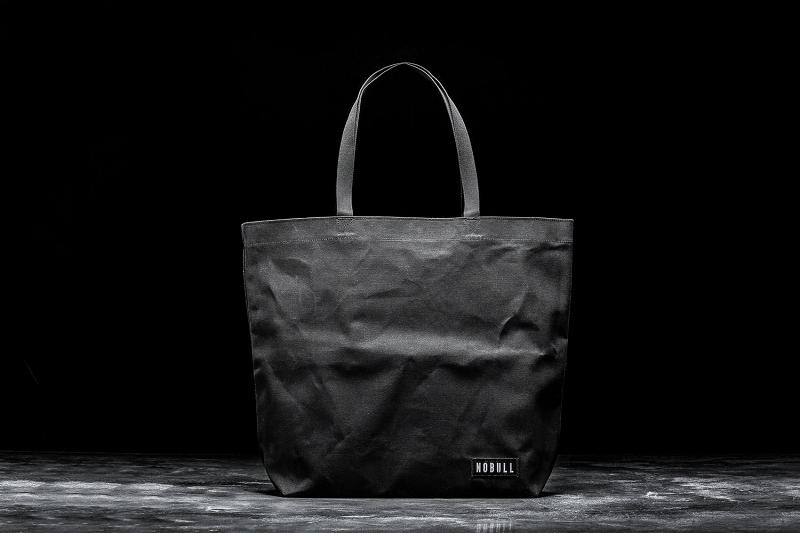 Men's Nobull Waxed Canvas Open Top Tote Bags Black | SG U2566Z